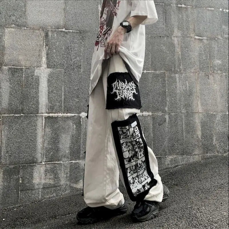 Gothic Anime Patch Cargo Pants