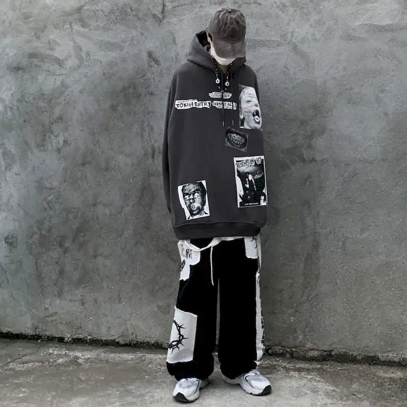 Gothic Anime Patch Cargo Pants