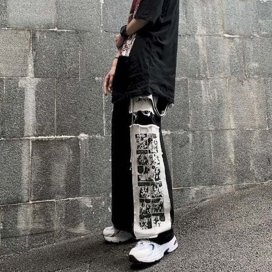 Gothic Anime Patch Cargo Pants