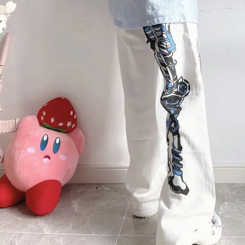 Y2K Anime Print Wide Leg Pants